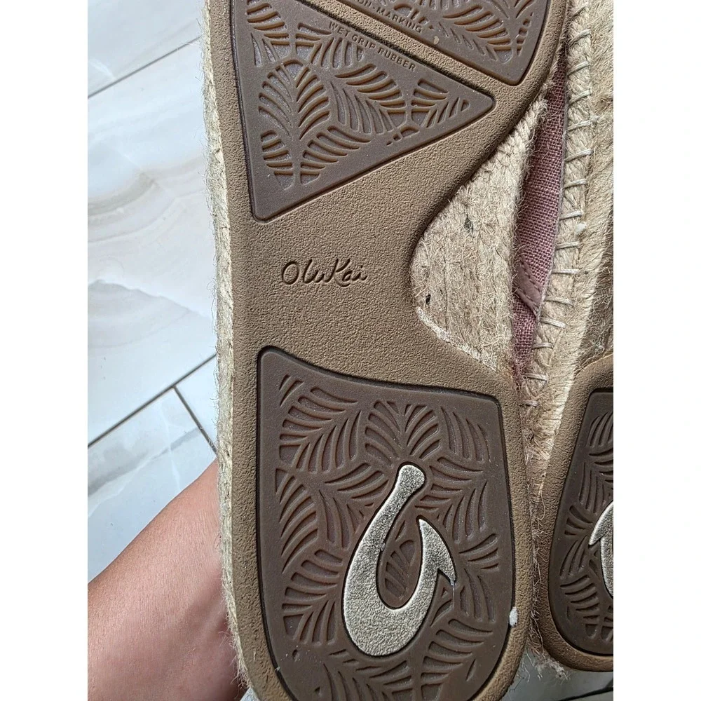 Olukai Kaula Pa'a Kapa Pink Espadrille Slip On Shoes 20449-4L4L‎ Womens 8 A3